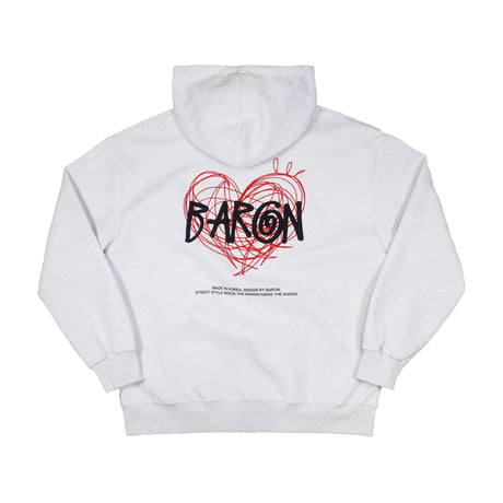 BARON / HEART FULL ZIP HOODIE / WHITE