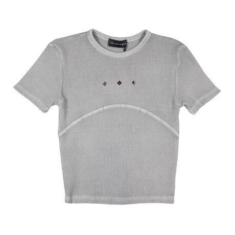 DAMIANO GIRLS / STUDDED WAFFLE TEE / LIGHT GRAY