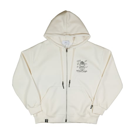 2ND ARCHIVE / KNIT CAP BEAR ZIP HOODIE / CREAM