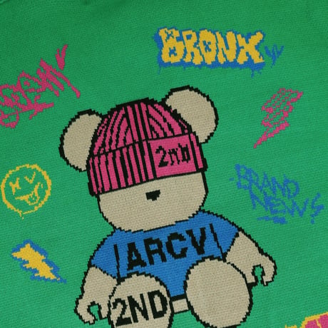 2ND ARCHIVE / BEAR KNIT CARDIGAN / GREEN