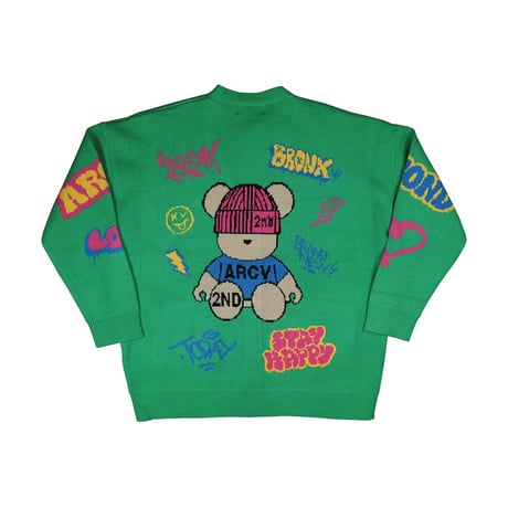 2ND ARCHIVE / BEAR KNIT CARDIGAN / GREEN