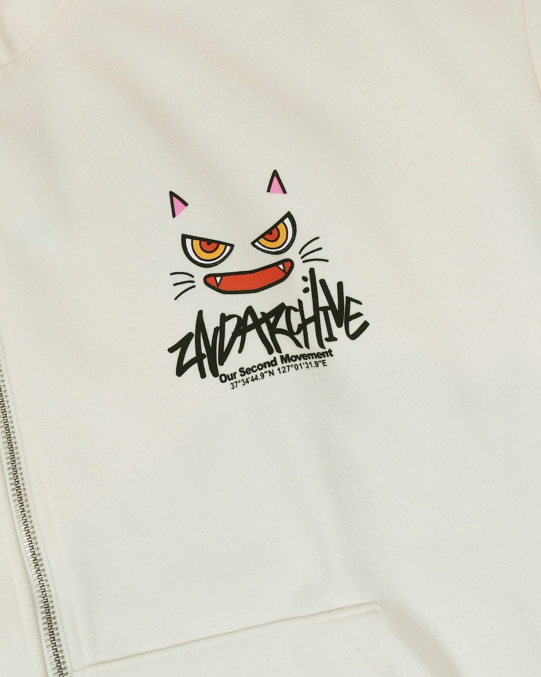 2ND ARCHIVE / CAT ALL ZIP HOODIE / CREAM | DAMIANO