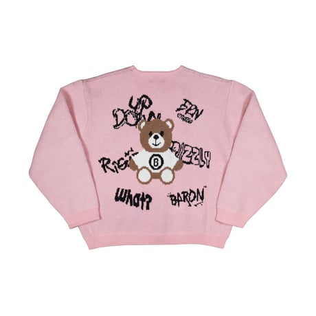 BARON / BEAR KNIT SWEATER / PINK