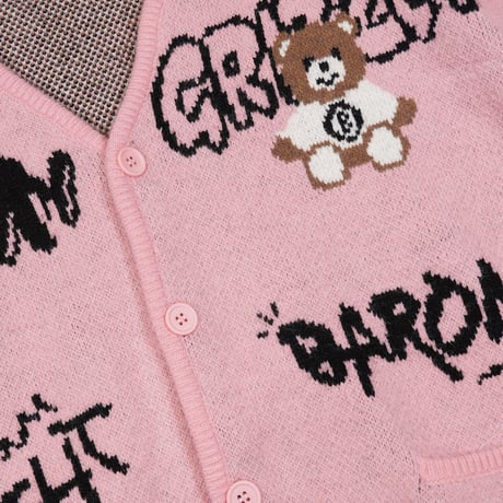 BARON / BEAR KNIT SWEATER / PINK