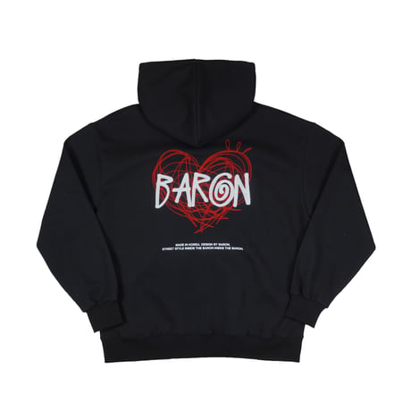 BARON / HEART FULL ZIP HOODIE / BLACK