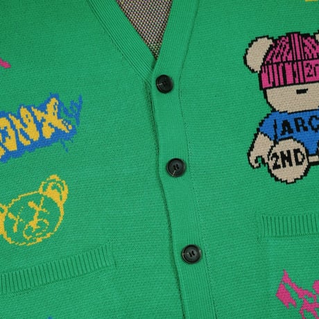 2ND ARCHIVE / BEAR KNIT CARDIGAN / GREEN