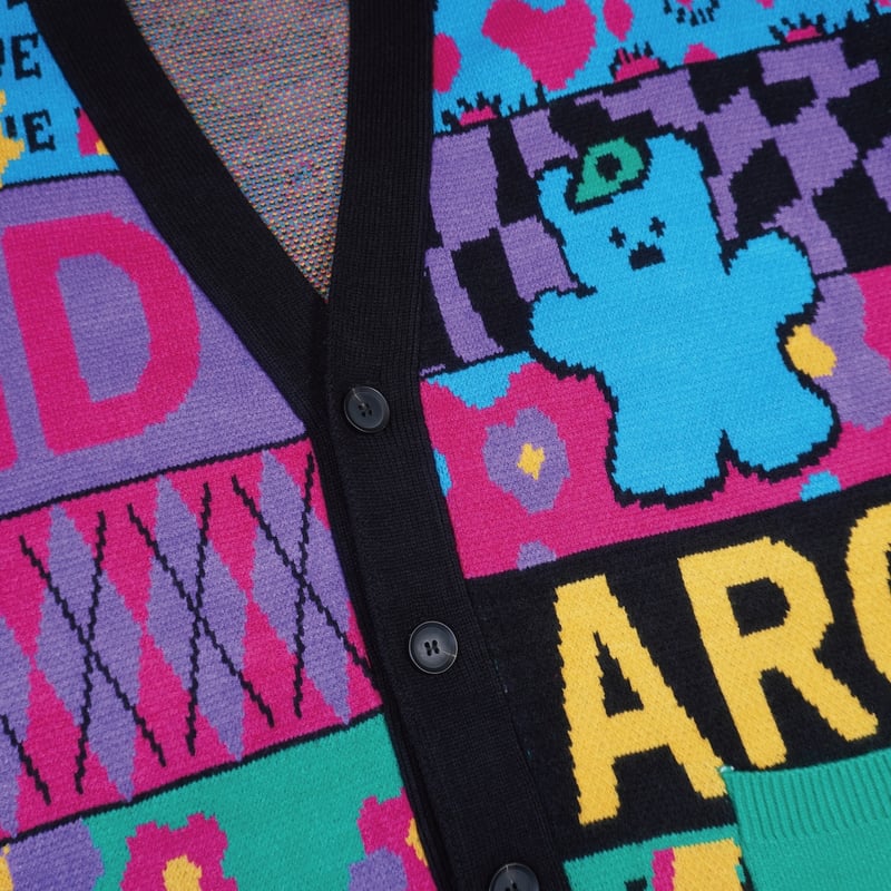 【新品】2nd ARCHIVE カラフル刺繍 カーディガン 2ND ARCHIVE / BEAR KNIT CARDIGAN / GREEN | DAMIANO