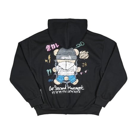 2ND ARCHIVE / KNIT CAP BEAR ZIP HOODIE / BLACK