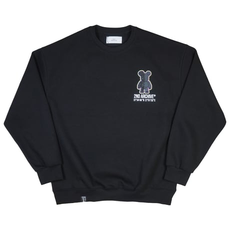 2ND ARCHIVE / REFLECTOR BEAR CREW SWEAT / BLACK