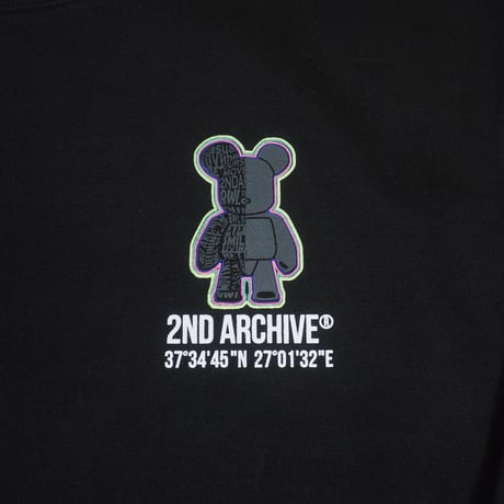 2ND ARCHIVE / REFLECTOR BEAR CREW SWEAT / BLACK