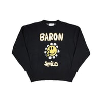 BARON / SMILE FLOWER KNIT SWEATER / BLACK