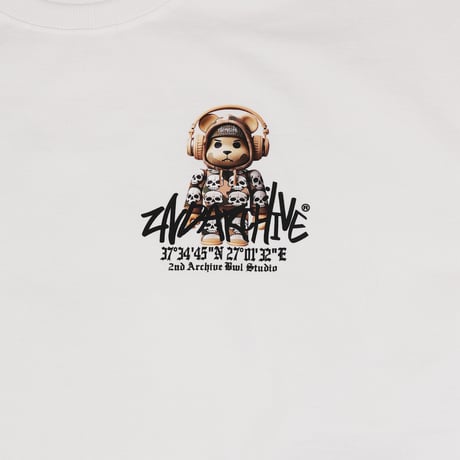 2ND ARCHIVE / HEADPHONE BEAR TEE / WHITE