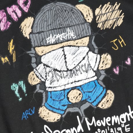 2ND ARCHIVE / KNIT CAP BEAR ZIP HOODIE / BLACK