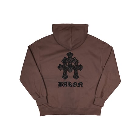 BARON / CROSS ZIP HOODIE / BROWN