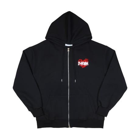 BARON / HEART FULL ZIP HOODIE / BLACK