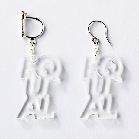 “EQUAL” earring or pierce (F.Pink / Clear / mirror）