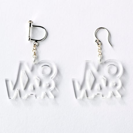 “NO WAR” earring or pierce（Black / Clear）
