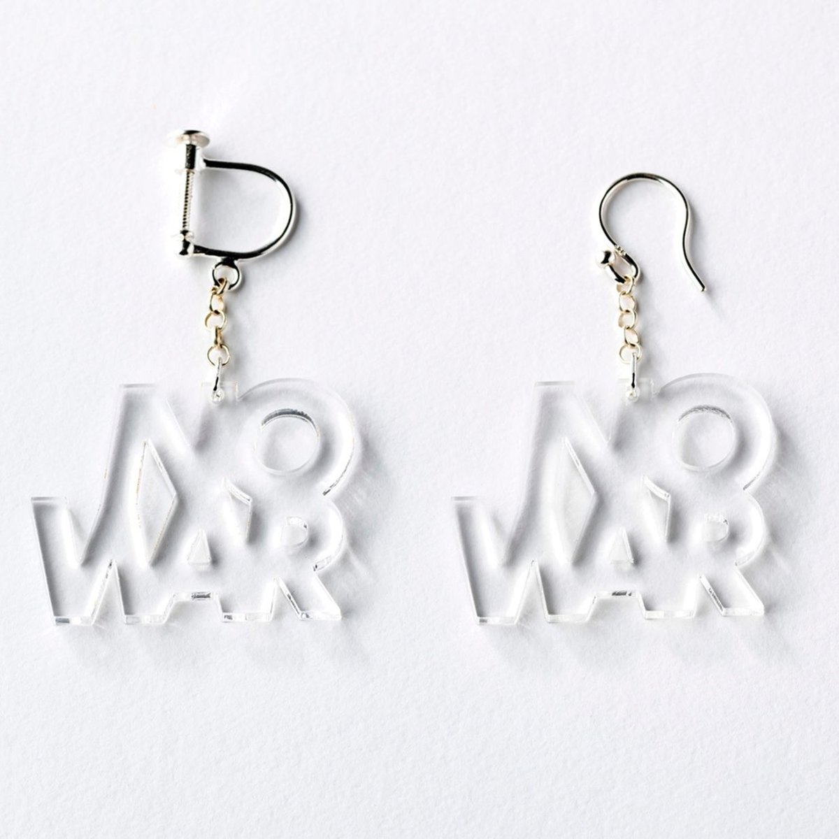 NO WAR” earring or pierce（Black / Clear） | thi