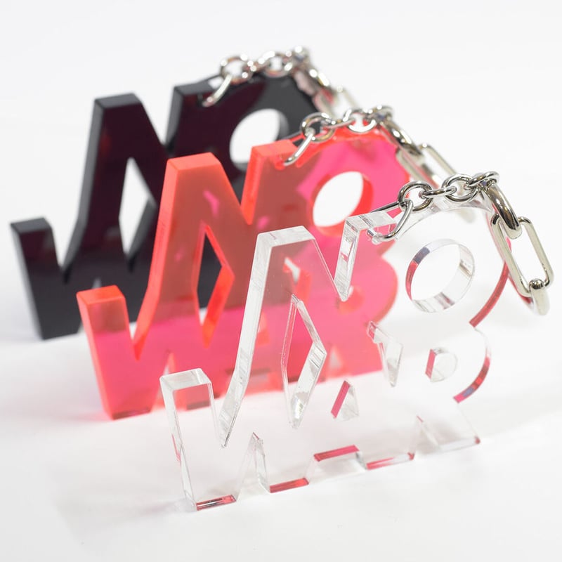 NO WAR” key ring - Small (Clear / F. Ultra Red