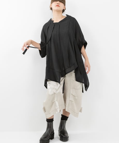 Basic Rin タックタックパンツ〈サテン白〉【ご注文いただいてからの制作】