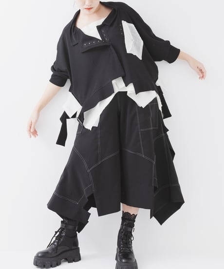 バックラップパンツ〈黒ポリエステル〉