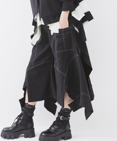 バックラップパンツ〈黒ポリエステル〉
