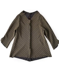 燐シャツ七分袖 〈ちりめん麻の葉 金〉