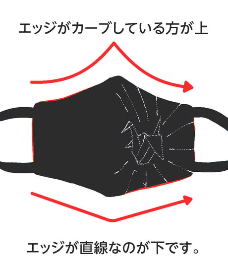 燐のガーゼマスク　黒　ブランドロゴ