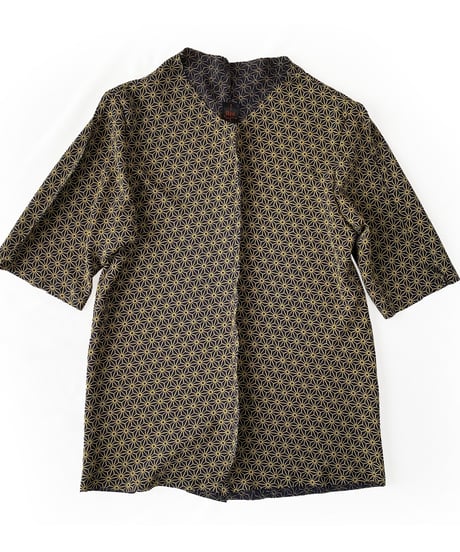 燐シャツMen's〈ちりめん麻の葉 金〉