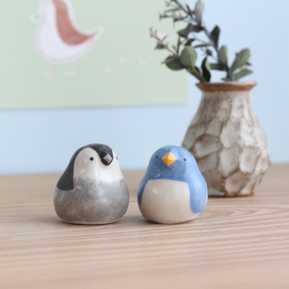 陶器製ペンギンフィギュア 親子