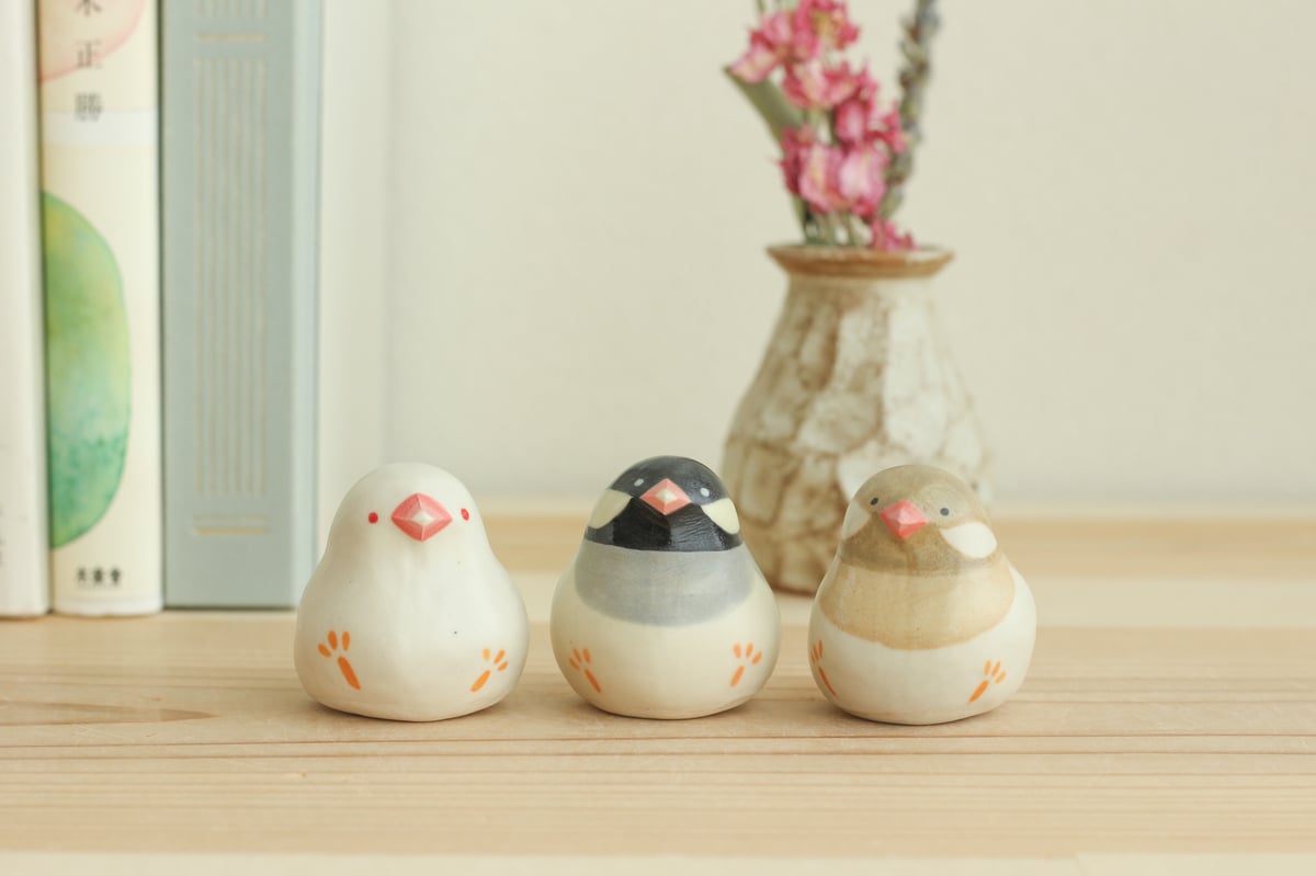 清水焼 文鳥 つがい フィギュリン 陶磁器 置物 飾り物 白文鳥 清水焼 文鳥 つがい フィギュリン 陶磁器 置物 飾り物 白文鳥