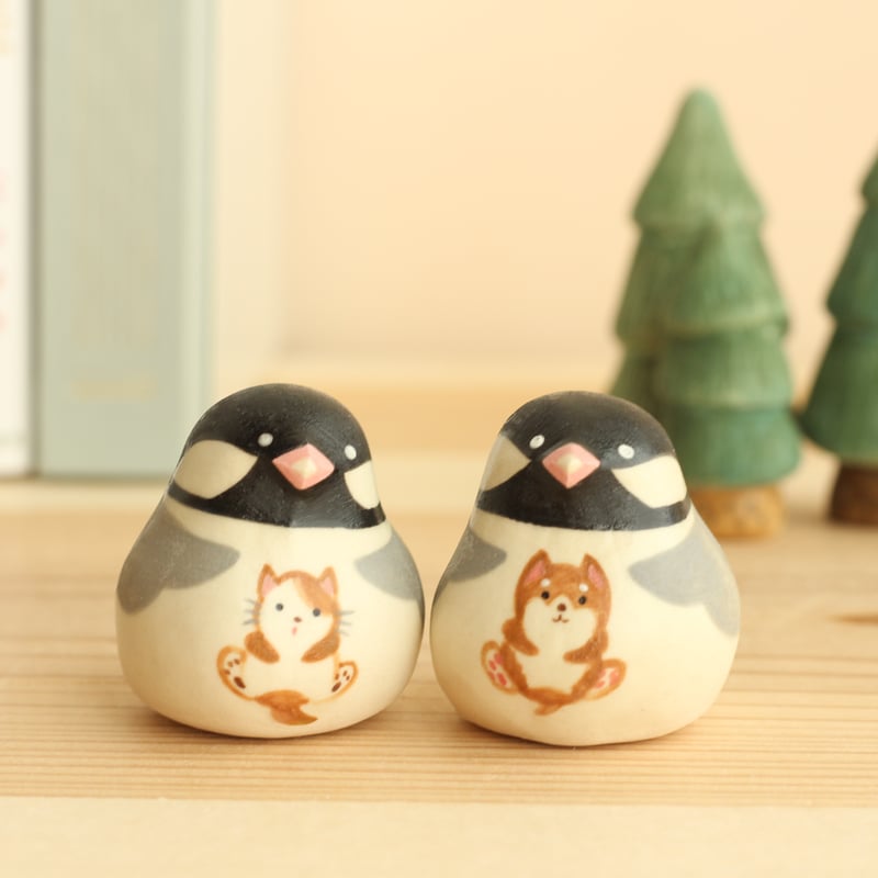 文鳥 Hug ♡ 豆柴 | 陶ノ鳥 ひよこや