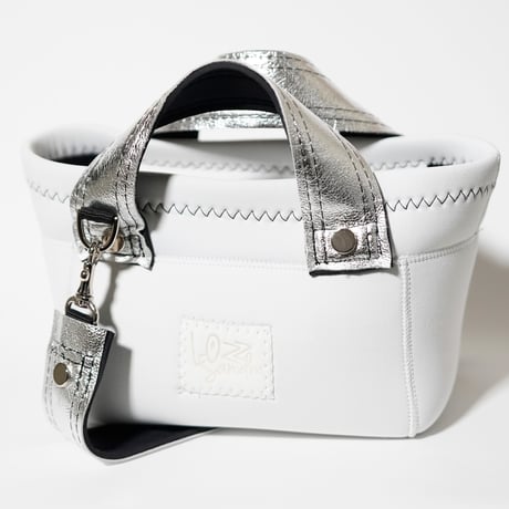 Lozz Sandra /  LEATHER MIX  Mini Totebag _(WHITE/SILVER)