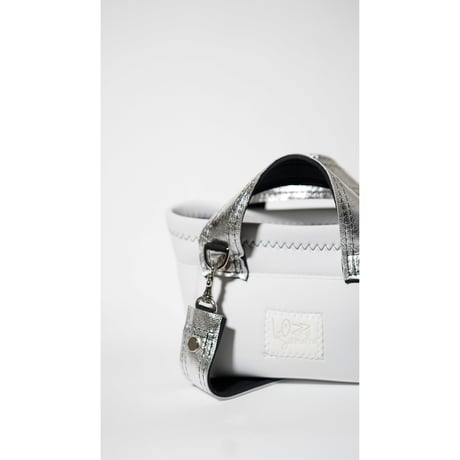 Lozz Sandra /  LEATHER MIX  Mini Totebag _(WHITE/SILVER)