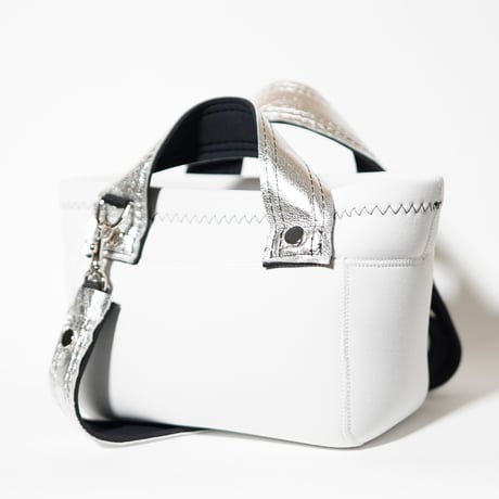 Lozz Sandra /  LEATHER MIX  Mini Totebag _(WHITE/SILVER)