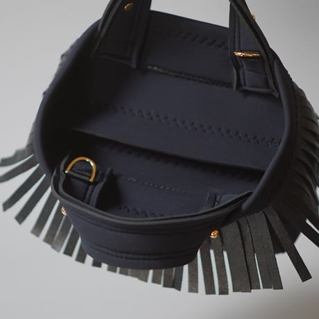 <受注>LozzSandra/“Leather fringe” MINI tote bag 【Stitch color: Black】