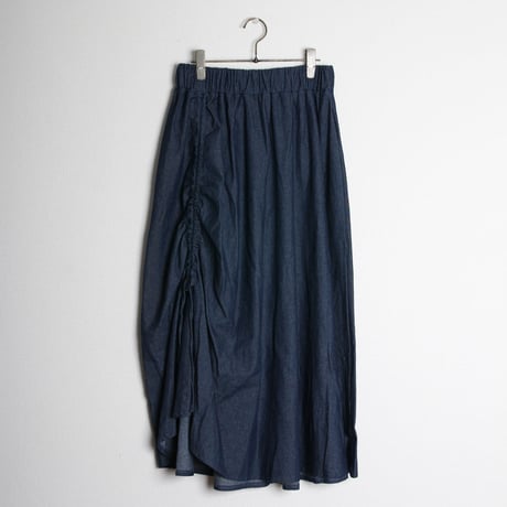 シャーリングデニムロングスカート