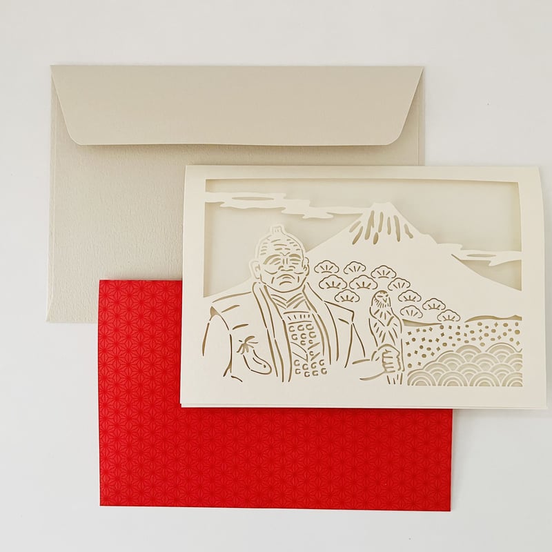 切り絵で旅気分 8冊セット 徳川家康公 切り絵レターセット(赤） | GOOD PAPER＆CO.