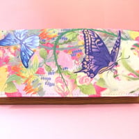 花と揚羽蝶 口金二つ折り財布 | edo-minagi japan made