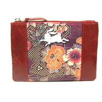 花と揚羽蝶 口金二つ折り財布 | edo-minagi japan made