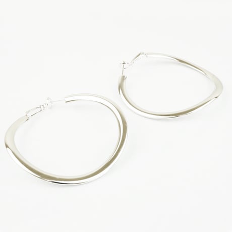 変形 サークル シンプル フープ リング ピアス シルバー レディース アクセサリー：PL160603