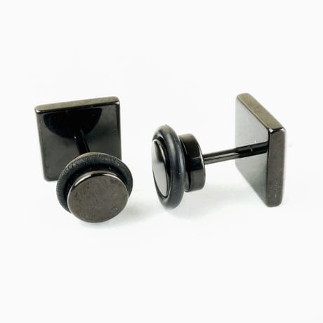 両耳用（2個セット） ピラミッド スクエア  バーベル ピアス メンズ レディース ステンレス Surgical Steel316L ターコイズ ブラック ホワイト アクセサリー：MP160205