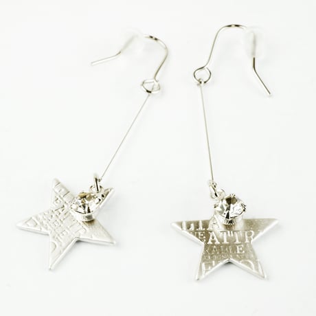 スター 星 スウィング 揺れる 一粒ストーン ピアス カジュアル 華奢 シルバー ゴールド レディース アクセサリー:PL160201