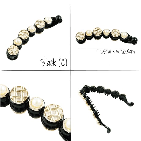 アンティークボタン レトロ  バナナクリップ クリアタイプ  髪留め しっかり留まる レディース 簡単ヘアアレンジ ヘアアクセサリー