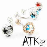 へそピアス 16G パヴェ バナナバーベル ネイブル ボディピアス スワロフスキー サージカルステンレス316L アクセサリー：NP170401