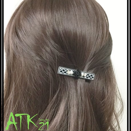 モノトーン チェック black カメリア パール ストーン ヘアピン ヘアクリップ ダッカール くちばしクリップ 簡単ヘアアレンジ レディース ヘアアクセサリー：HD171001
