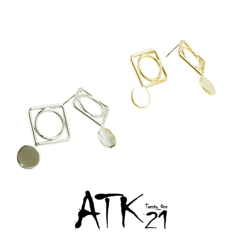 スクエア サークル 個性的 ピアス シンプル スタッドピアス 大人アクセ 大人ピアスキレイ目 上品 おしゃれ レディース アクセサリー