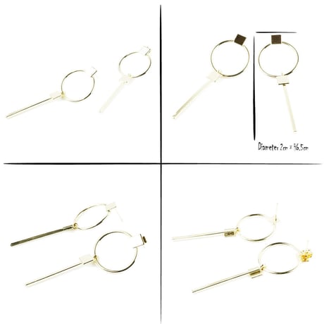 サークル バー 揺れるピアス スタッドピアス シルバー ゴールド 存在感あり メンズ レディース ユニセックス アクセサリー：PSL180102