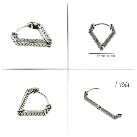 片耳用（1個売り）シンプル トライアングル 三角形 フープピアス ステンレスピアス Surgical Steel 316L  18G メンズ レディース ユニセックス アクセサリー