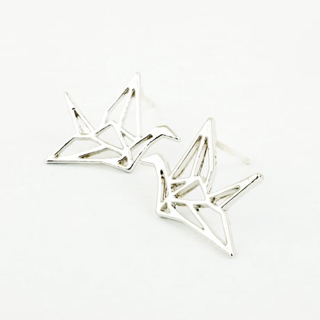 折り鶴 透かし ピアス 和装 シンプル Silverpost925 シルバー ゴールド アクセサリー メンズ レディース ユニセックス：PS160605